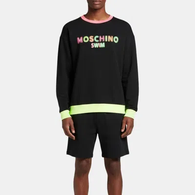 Pre-owned Moschino Swim Black Logo Print Cotton Jersey Crewneck Sweatshirt L