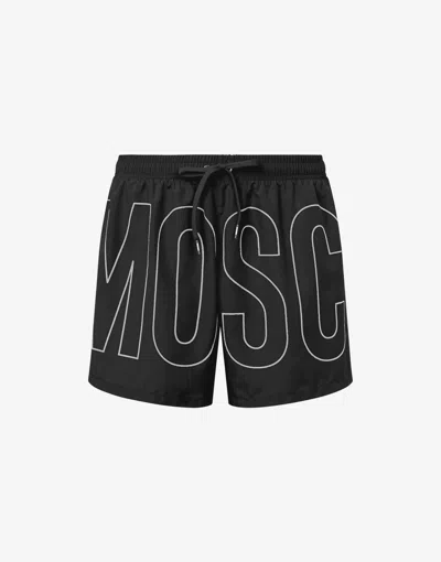 Moschino Swim Boxer Rubber Logo In Black