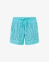 Moschino Sky Blue Swimsuit With Logo Print In Blue