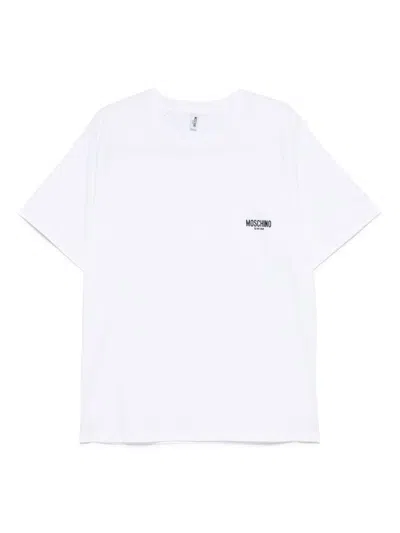 Moschino Swim Cotton T-shirt In White With Logo
