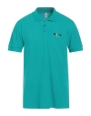Moschino Swim Man Polo Shirt Turquoise Size L Cotton In Blue