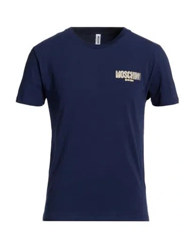 Moschino Swim Man T-shirt Navy Size M Cotton, Elastane In Navy Blue