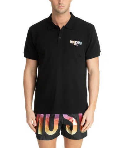 Moschino Swim Polo Shirt In Black