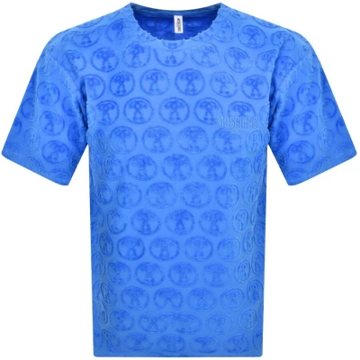 Moschino Swim Towelling Logo T Shirt Blue