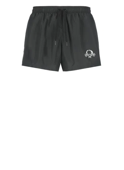 Moschino Swim Trunk With Logo In Black