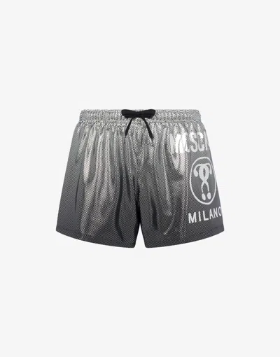 Moschino Swim Trunks Silver Double Question Mark
