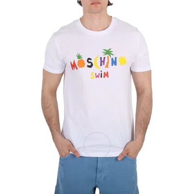 Moschino Swim White Cotton Logo Print T-shirt