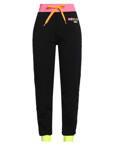 Moschino Swim Woman Pants Black Size L Cotton, Eco Polyester