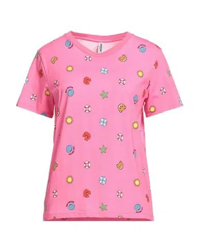 Moschino Swim Woman T-shirt Fuchsia Size L Cotton, Elastane In Pink