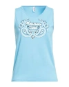 Moschino Swim Woman Tank Top Azure Size S Cotton, Elastane In Blue