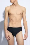 Moschino Rear Logo-print Swim Trunks In Black