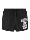 Moschino Teddy Bear Patch Swim Shorts In Black