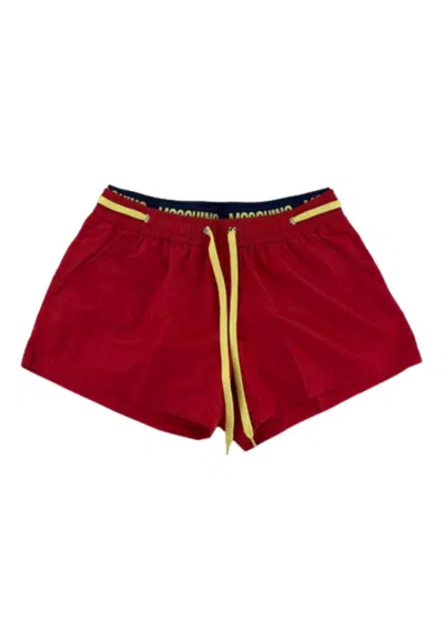 Moschino Swimwear Embossed Logo In Rosso