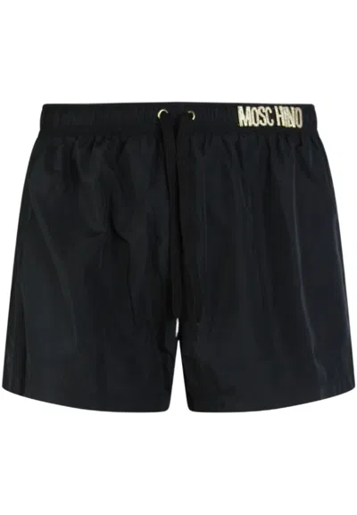 Moschino Swimwear Logoed Gold In Nero