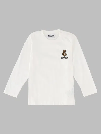 Moschino T Shirt A Manica Lunga Con Ricamo Teddy Bear In White