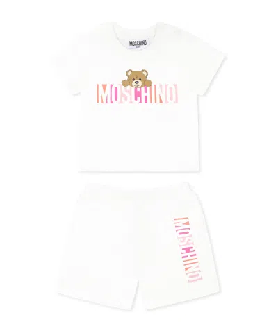 Moschino Babies' T-shirt And Shorts Set In White