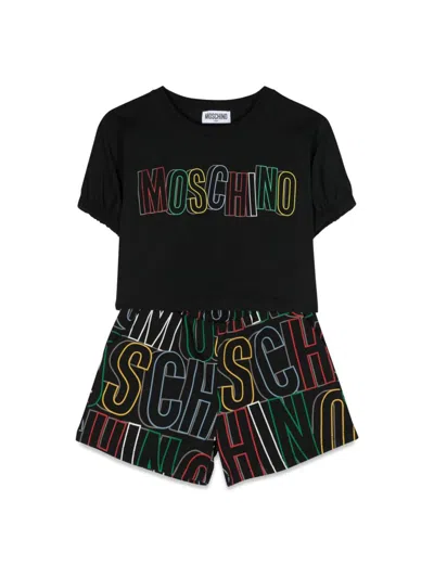 Moschino Kids' T-shirt And Shortsset In Black