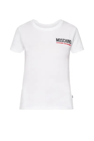 Moschino T-shirt Bianca  Under Where In Bianco