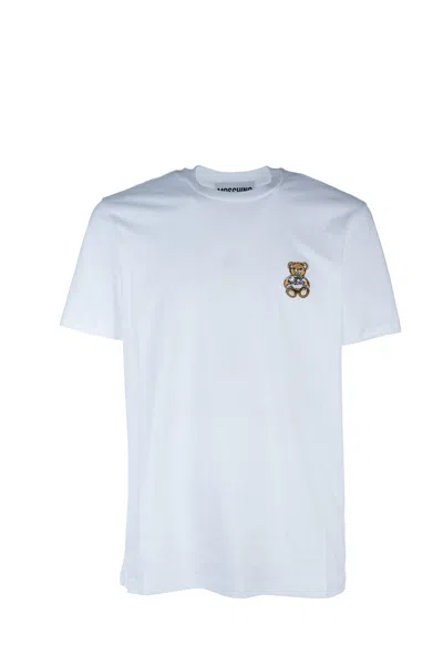 Moschino Crew Neck Embroidered Detail Short Sleeves In White