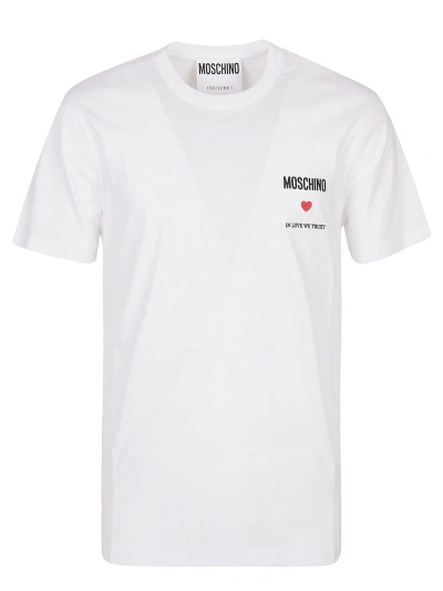 Moschino T-shirt In Bianco Fantasia