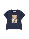 Moschino Black T-shirt For Baby Girl With Teddy Bear In Blue
