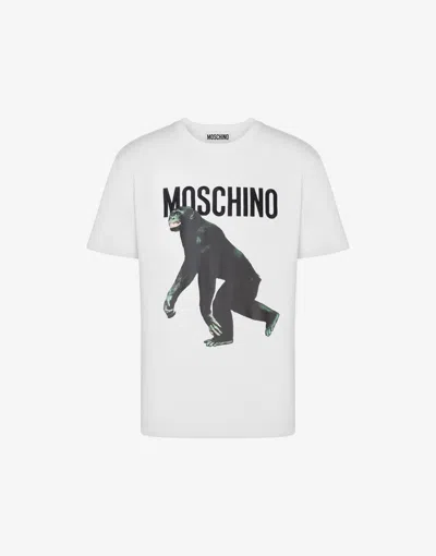 Moschino T-shirt Chimpanzee Print In White