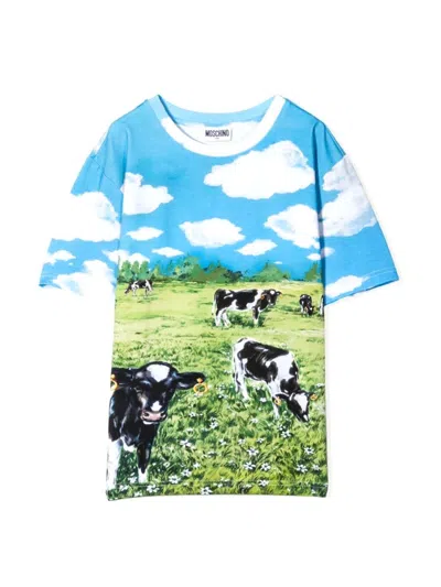 Moschino Kids' T-shirt Con Stampa In Multicolour