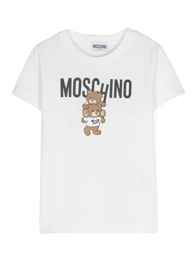 Moschino Kids' T-shirt Con Stampa Teddy Bear In White