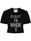 Moschino Verziertes Cropped-t-shirt In Nero