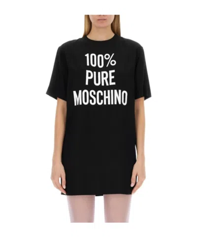 Moschino T-shirt Dress With Round Neck In Black
