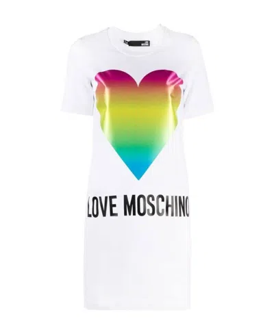 Moschino T-shirt Dress With Round Neck In White