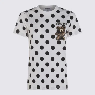 Moschino Polka Dot Graphic Print Short Sleeve Top In White