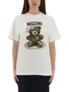 Moschino Crew Neck Graphic Print Short Sleeves Tshirt In White