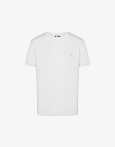Moschino Crew Neck Embroidered T-shirt In White