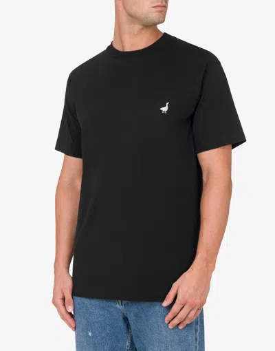 Moschino T-shirt Goose Embroidery In Black
