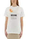 Moschino Oversized Cotton T-shirt With Playful Croissant Print In White