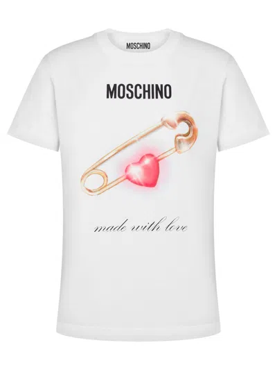 Moschino White Heart Safety Pin T-shirt