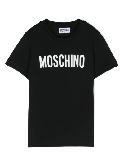 Moschino T-shirt In Jersey Logo Print In Black