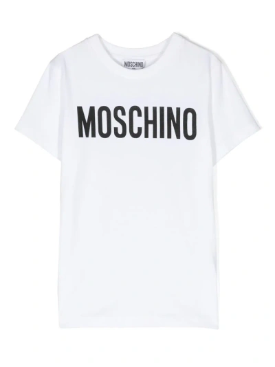 Moschino T-shirt In Jersey Logo Print In White