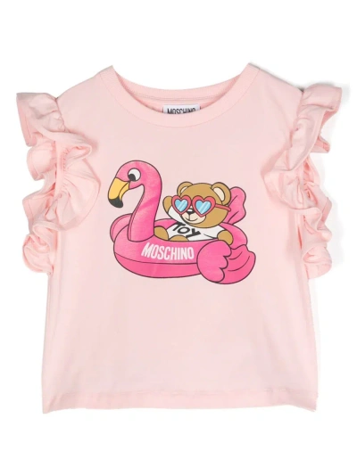 Moschino Kids' Teddy Bear Print Top In Pink