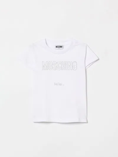 Moschino Kids' Rhinestone-embellished T-shirt In White