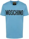 Moschino Blue Printed-logo T-shirt In Multi