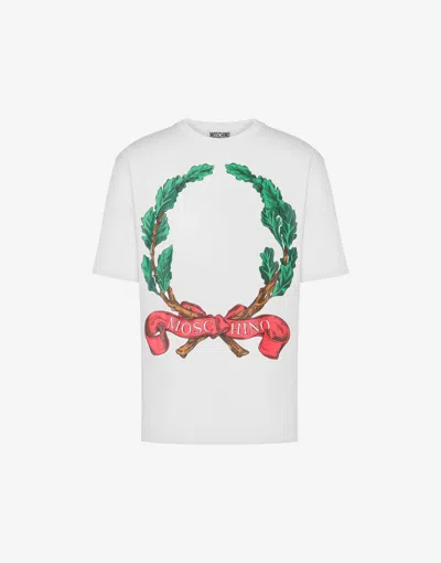 Moschino T-shirt Maxi Laurel Crown Logo In White