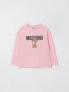 Moschino Teddy Logo Cotton T-shirt In Pink