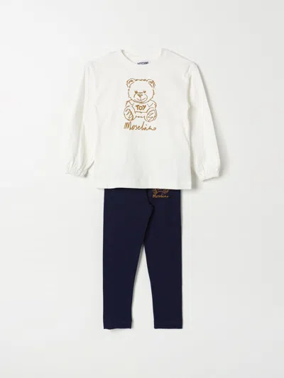 Moschino Kids' Cotton Long Sleeve T-shirt & Leggings In White