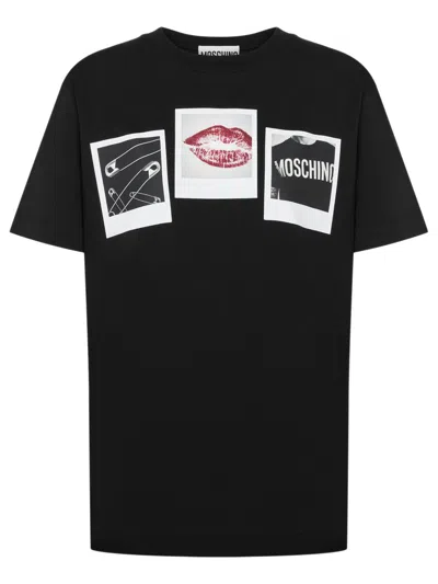 Moschino Pics Crewneck Graphic Print T-shirt In Black