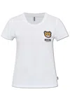 Moschino Logo Teddy Bear Printed Crewneck T-shirt In Bianco
