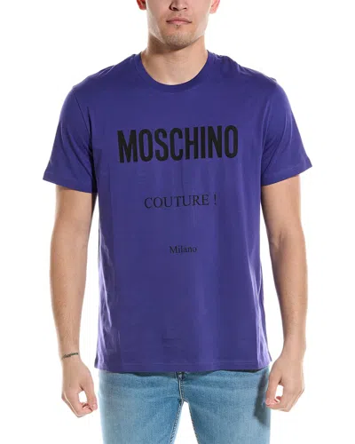 Moschino Man T-shirt Dark Purple Size L Cotton