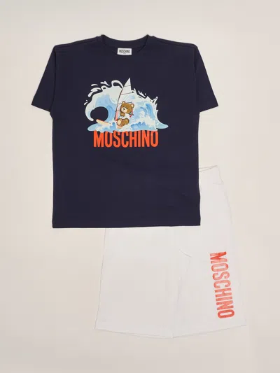 Moschino Kids' T-shirt+shorts Suit In Blue