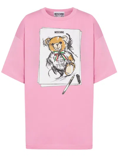 Moschino Teddy Bear Cotton T-shirt In Multicolor